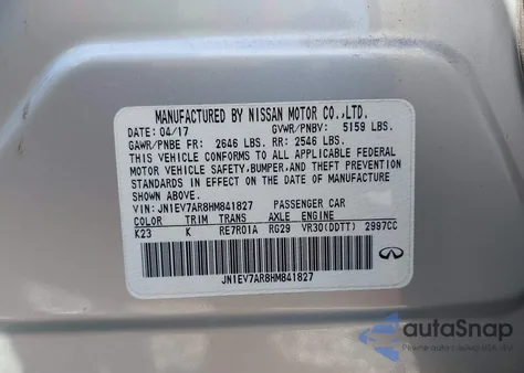 2017 Infiniti Q50 3.0T Sport from USA, damaged, VIN JN1EV7AR8HM841827